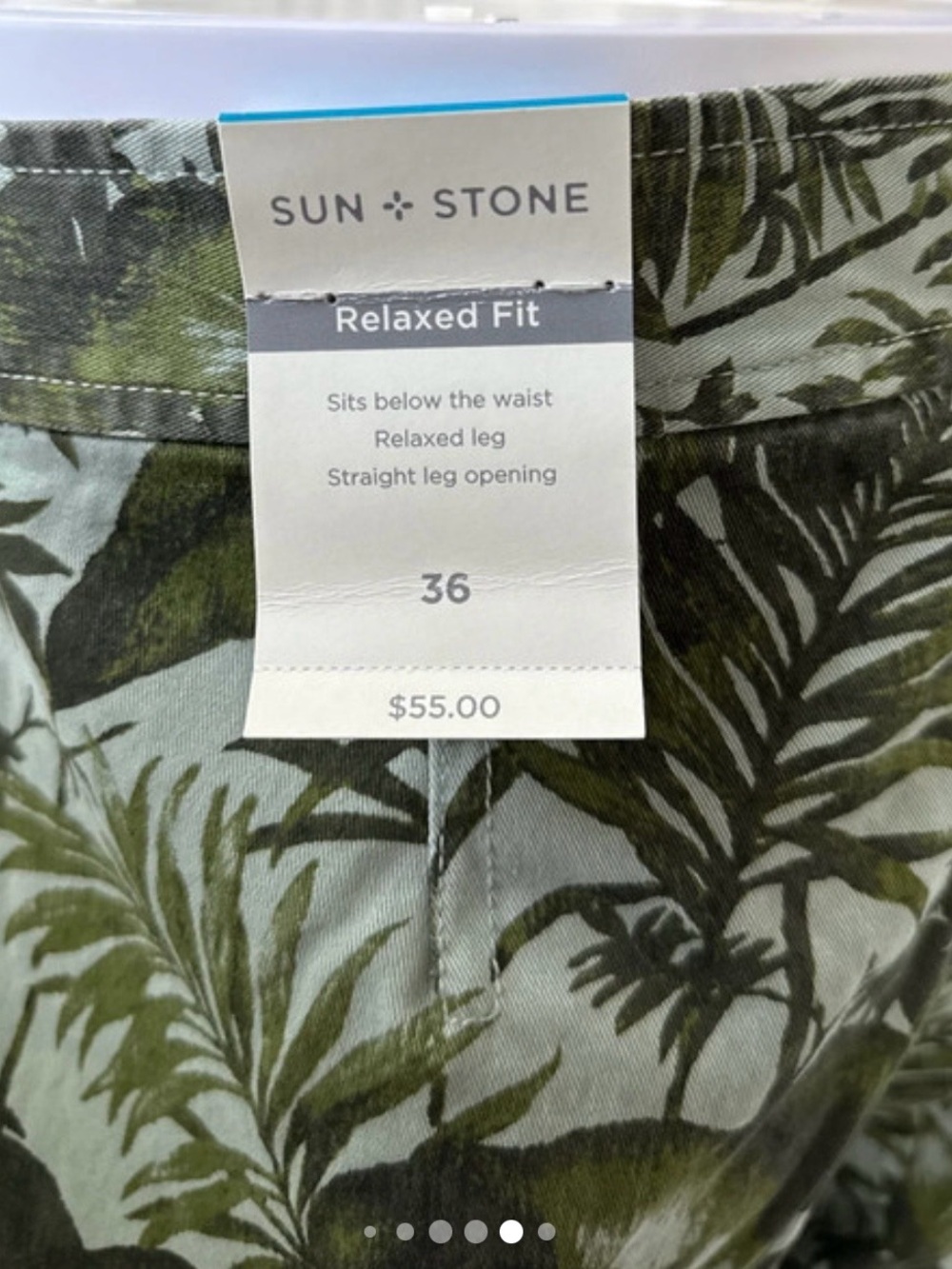 Sun + Stone Olive Green Tropical Print Chinos - Picture 7 of 7